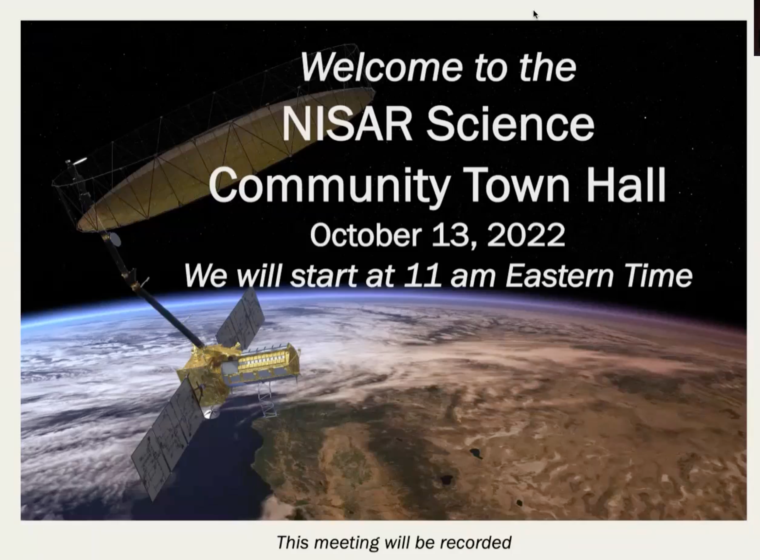 NISAR Community Town Hall - October
