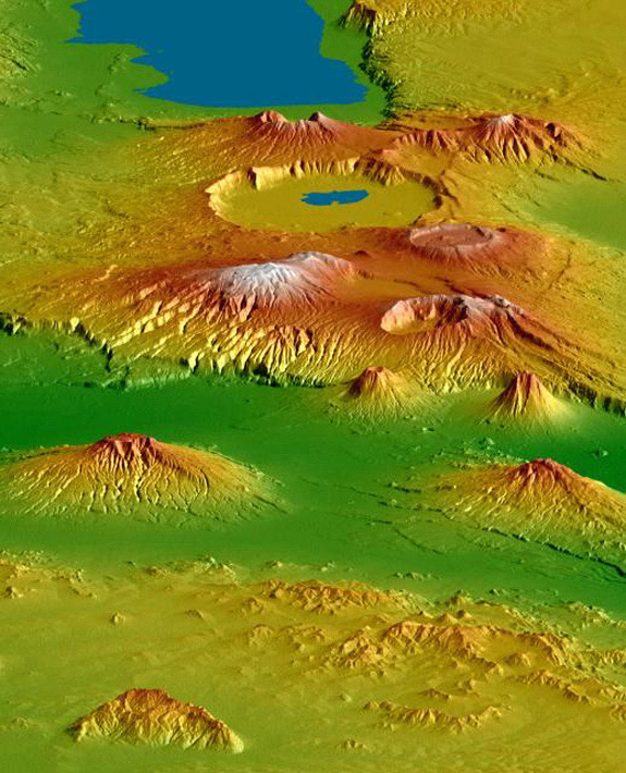 Topography of Crater Highlands along the East African Rift in Tanzania